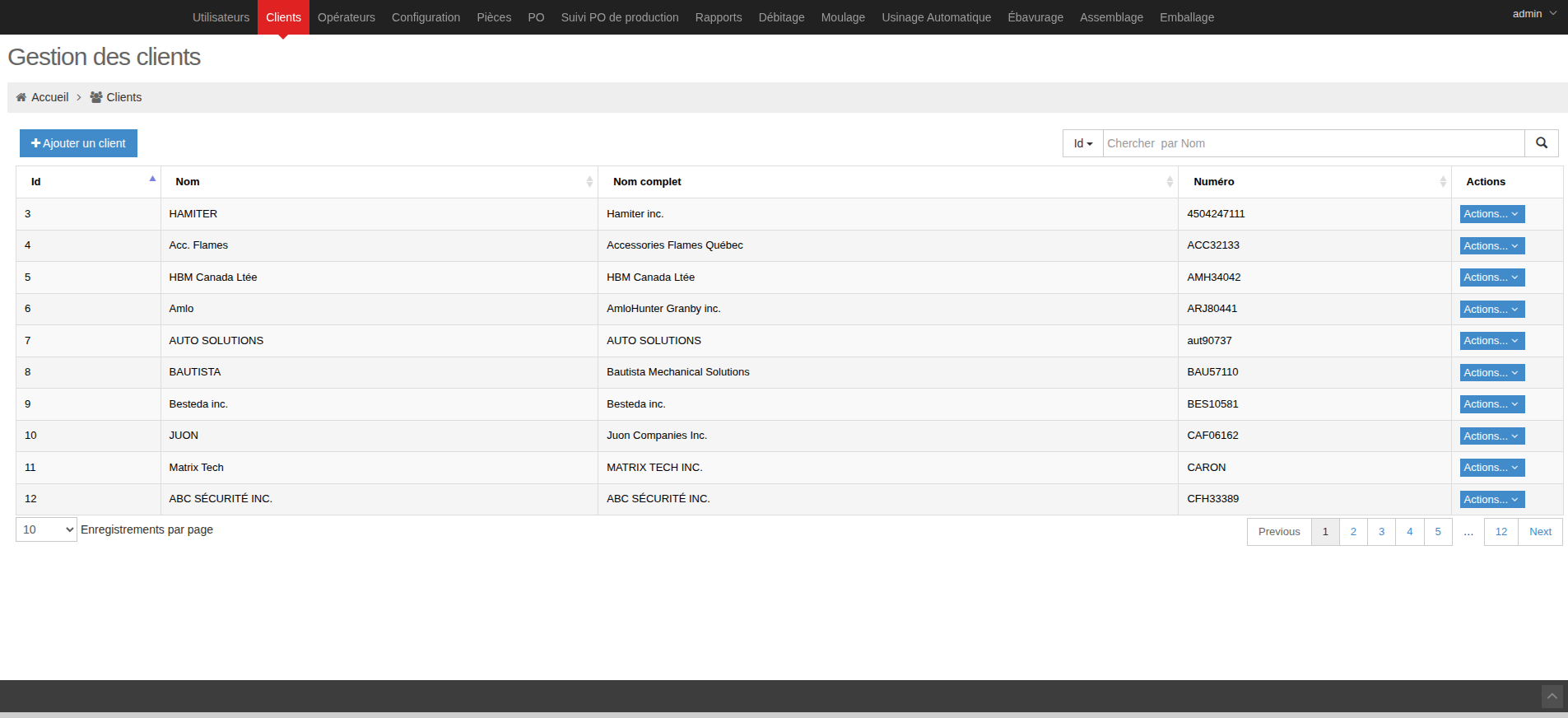 Customers page