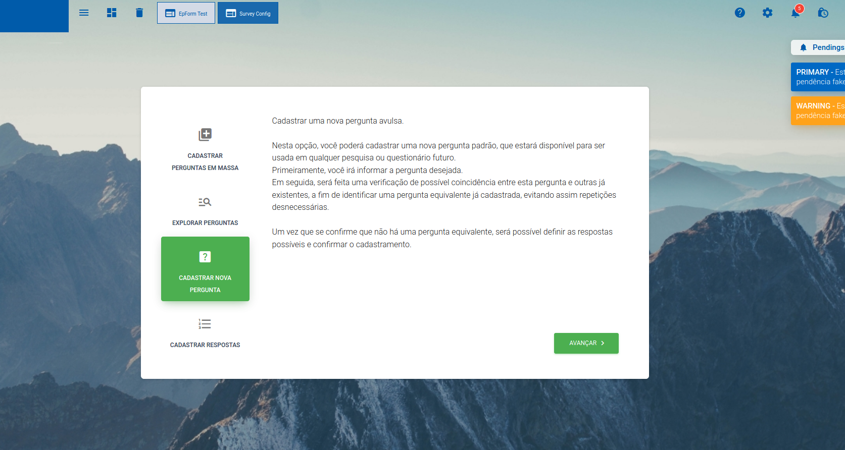 Multi-choice wizard — start step