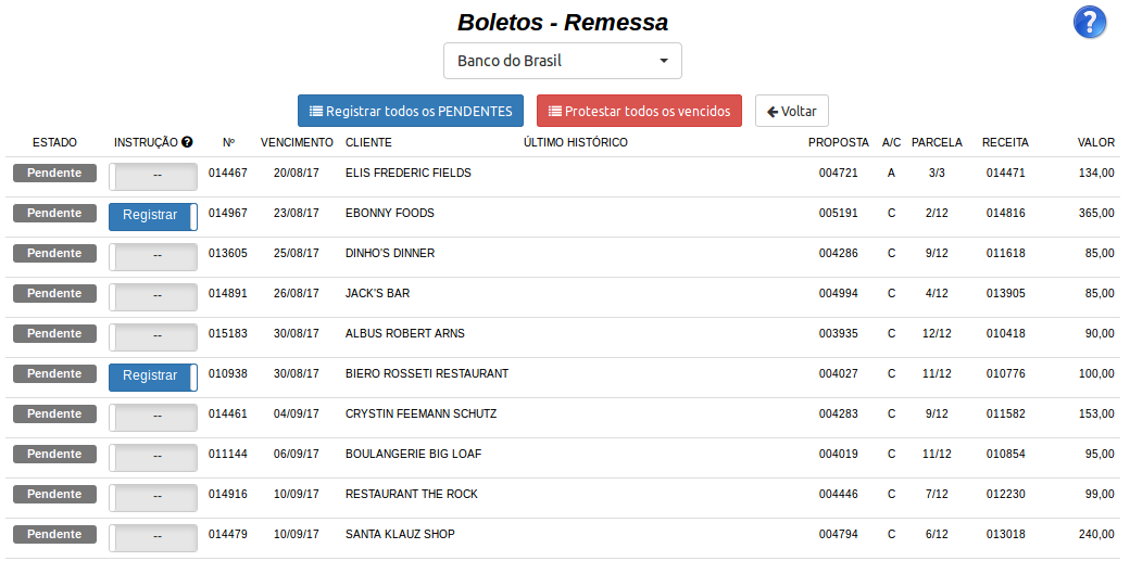 Bank reconciliation panel