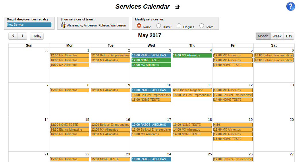 Service agenda