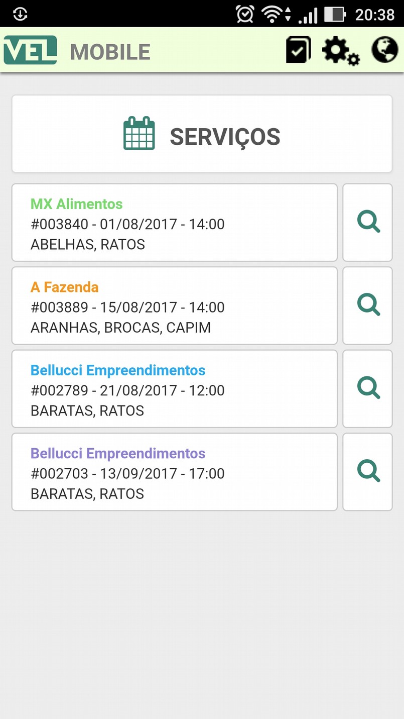 Services list