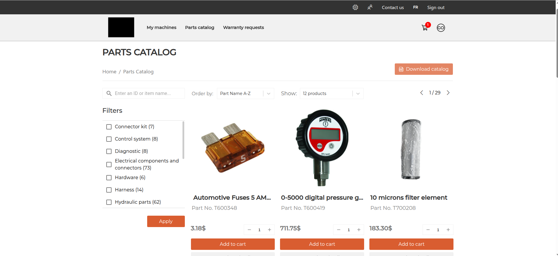 Parts catalog